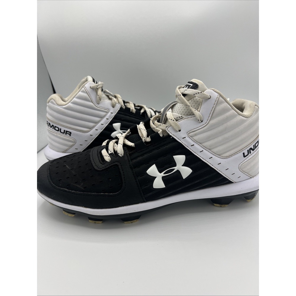 Under Armour Yard Mid TPU Men's Baseball Cleats Black White 3021937-001 Size 10